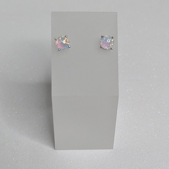Jewelry - White Fire Opal 6MM Round Stud Earrings